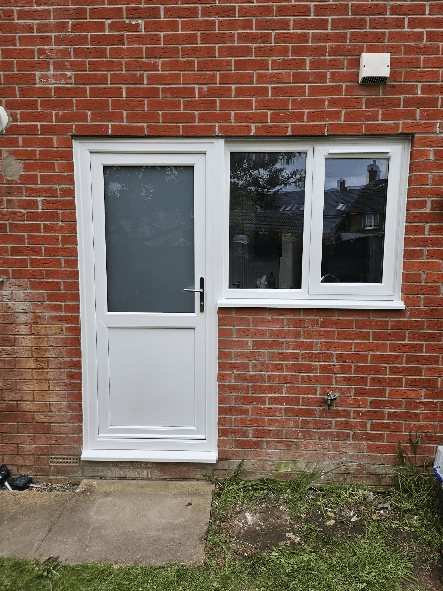 White uPVC Door Window Combination
